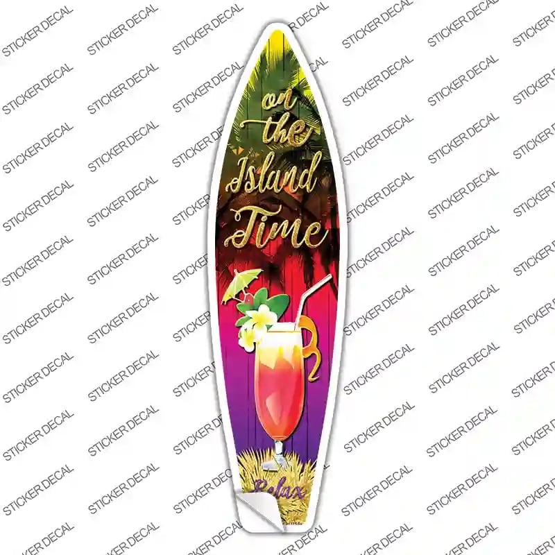 SB-191s-L On Island Time Novelty Surfboard Sticker Decal - Large