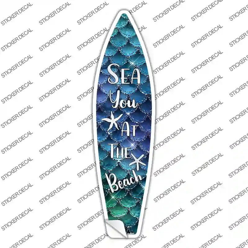 SB-205s-S Sea You At the Beach Novelty Surfboard Sticker Decal - Small