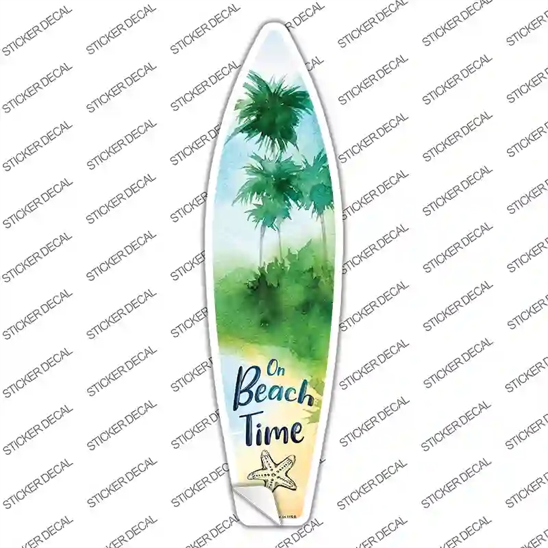 SB-208s-S On Beach Time Novelty Surfboard Sticker Decal - Small