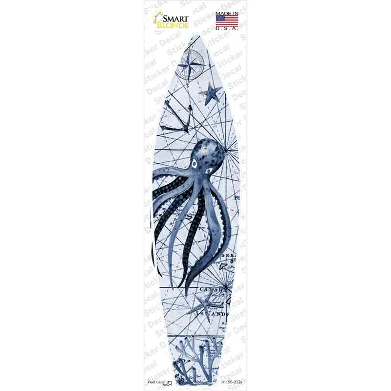 SB-212s-M Black & White Octopus Novelty Surfboard Sticker Decal - Medium