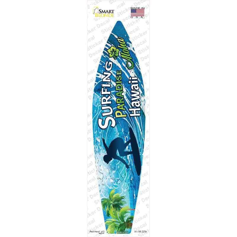 SB-225s-M Surfing Paradise Hawaii Novelty Surfboard Sticker Decal - Medium