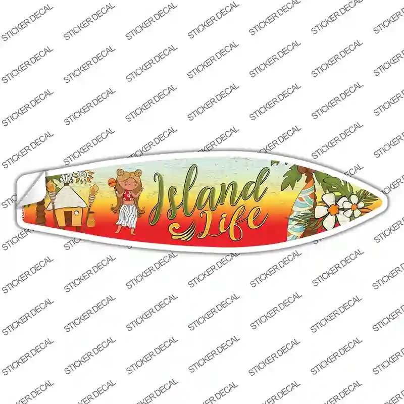 SB-226s-S Island Life Novelty Surfboard Sticker Decal - Small