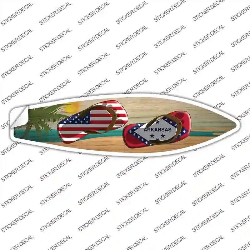 SB-242s-S Arkansas Flag Flip Flop Novelty Surfboard Sticker Decal - Small