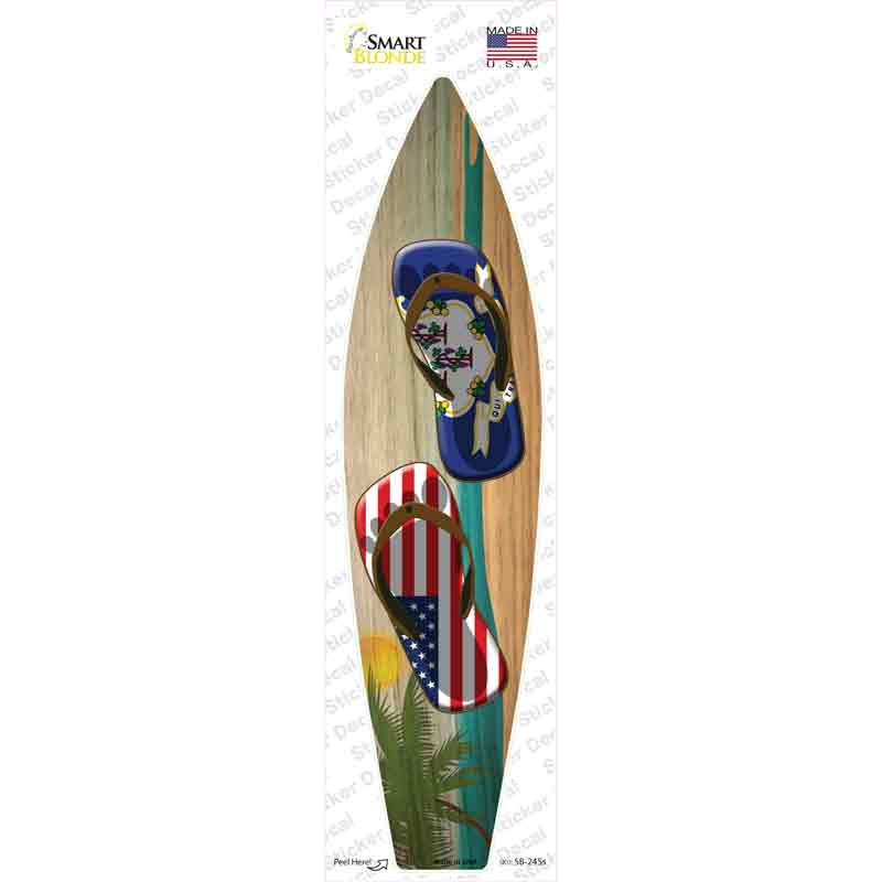 SB-245s-M Connecticut Flag Flip Flop Novelty Surfboard Sticker Decal - Medium