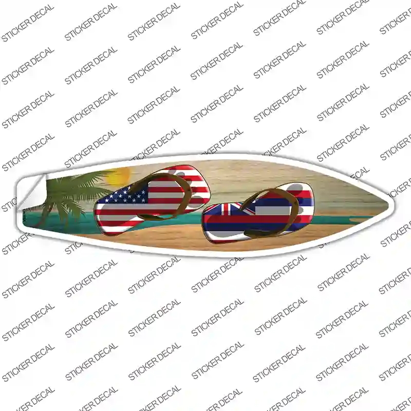 SB-249s-S Hawaii Flag Flip Flop Novelty Surfboard Sticker Decal - Small