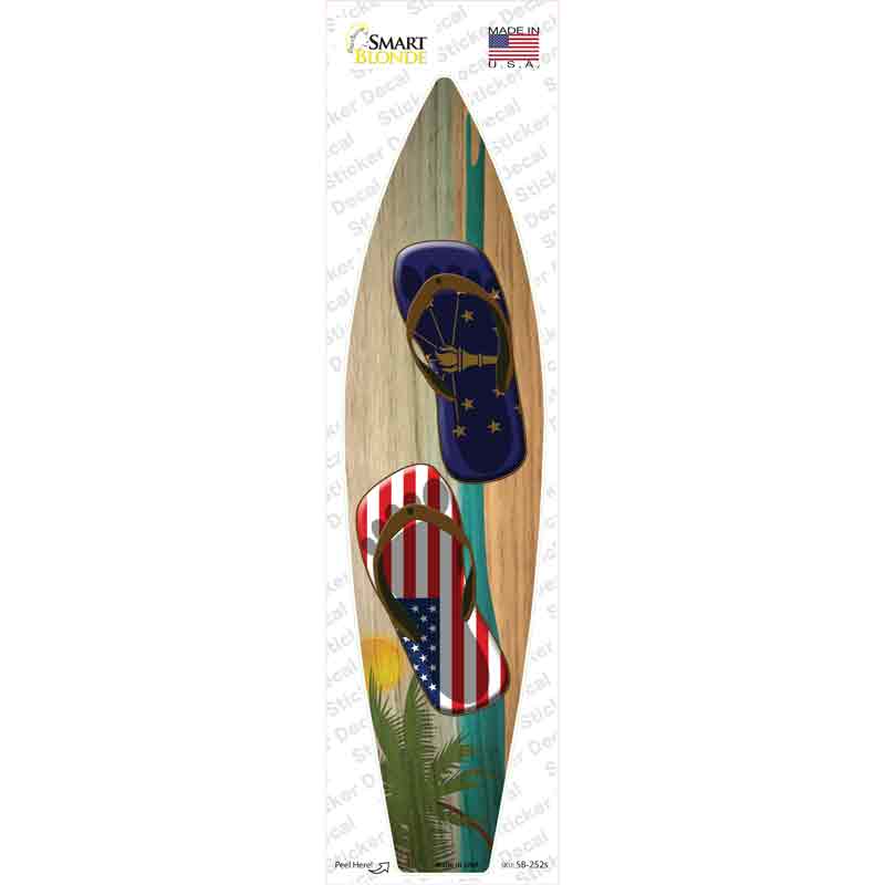 SB-252s-M Indiana Flag Flip Flop Novelty Surfboard Sticker Decal - Medium