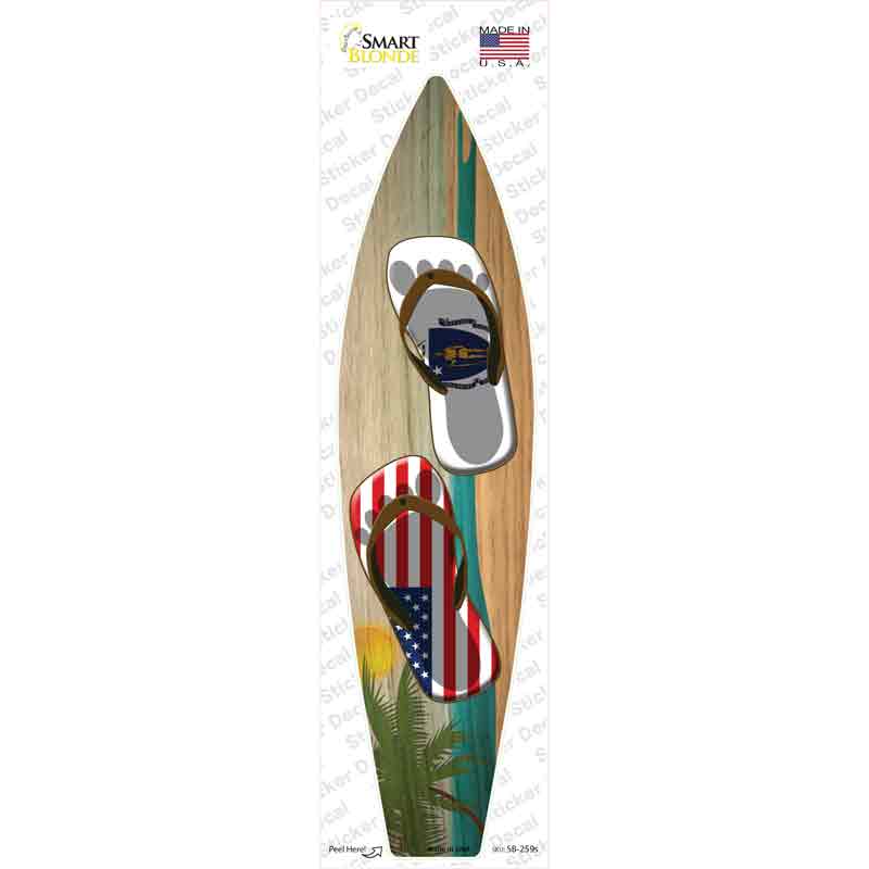 SB-259s-M Massachusetts Flag Flip Flop Novelty Surfboard Sticker Decal - Medium