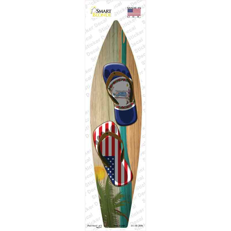 SB-284s-M Virginia Flag Flip Flop Novelty Surfboard Sticker Decal - Medium