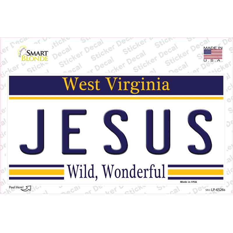 LP-6526s-M Jesus West Virginia Novelty Sticker Decal - Medium