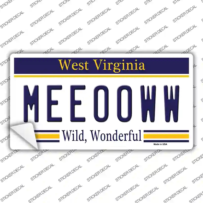 LP-6536s-L Meeooww West Virginia Novelty Sticker Decal - Large