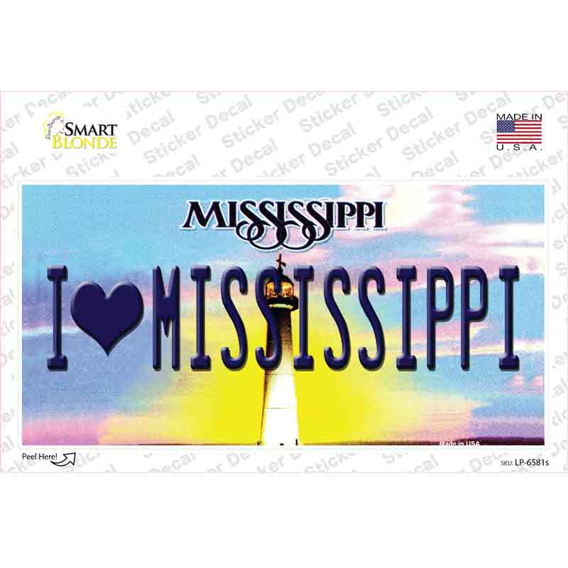 LP-6581s-M I Love Mississippi Novelty Sticker Decal - Medium