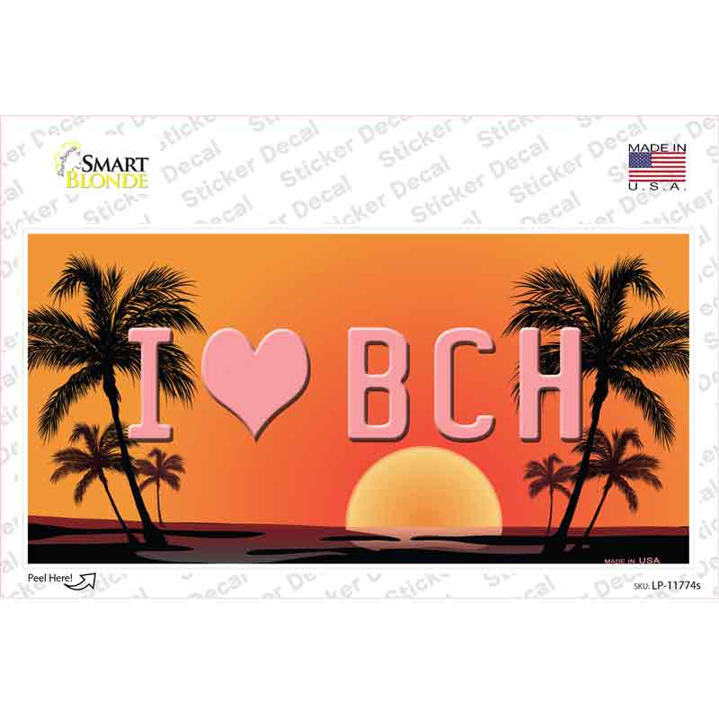 LP-11774s-M I Love Beach Novelty Sticker Decal - Medium