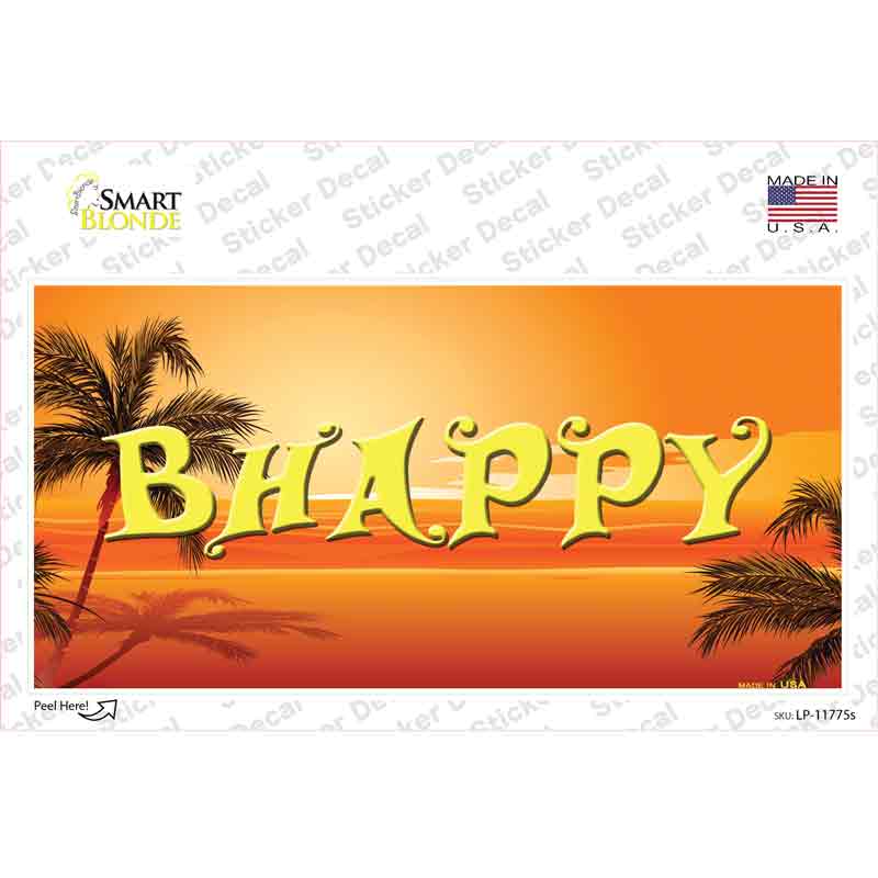 LP-11775s-M Be Happy Beach Scene Novelty Sticker Decal - Medium