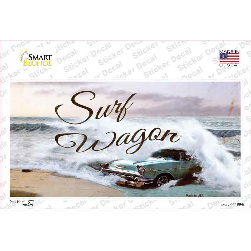 LP-11894s-M Surf Wagon Novelty Sticker Decal - Medium