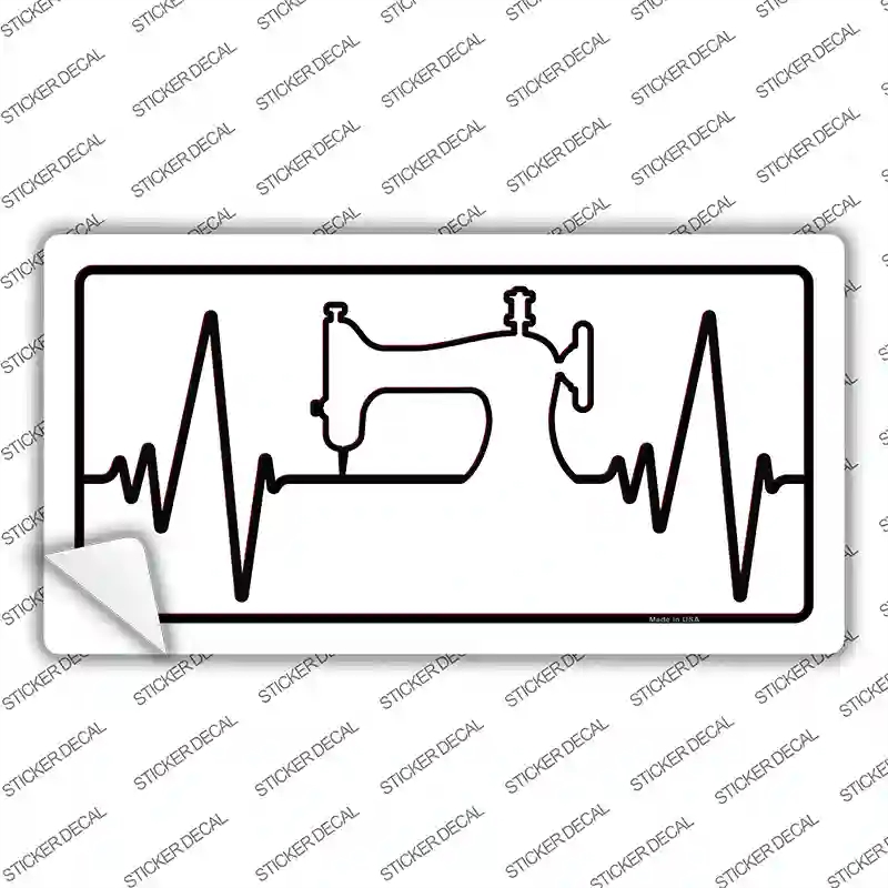 LP-13991s-S Sewing Heart Beat Novelty Sticker Decal - Small