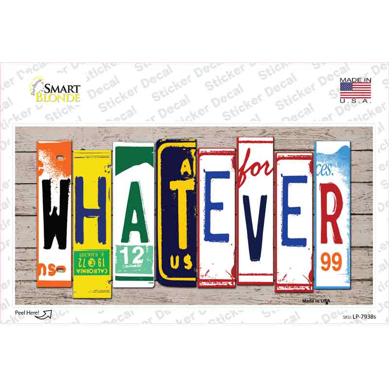 LP-7938s-M Whatever Wood Art Novelty Sticker Decal - Medium