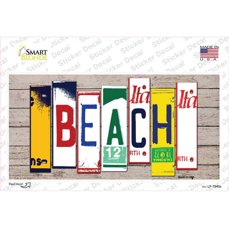 LP-7940s-M Beach Wood Art Novelty Sticker Decal - Medium