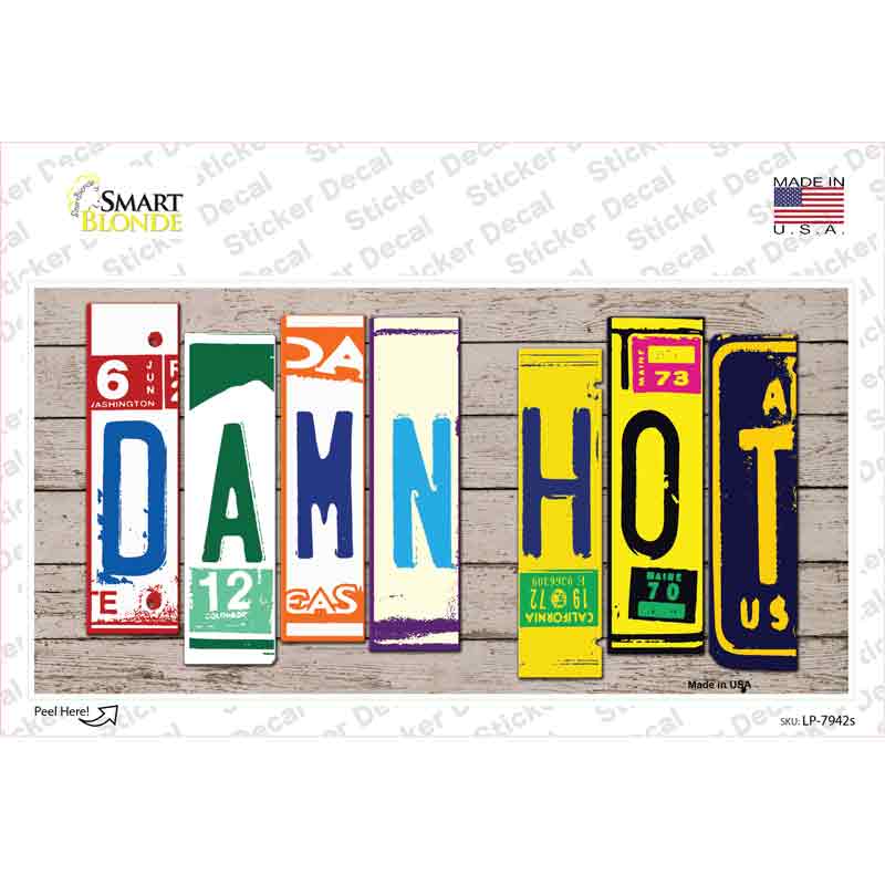 LP-7942s-M Damn Hot Wood Art Novelty Sticker Decal - Medium