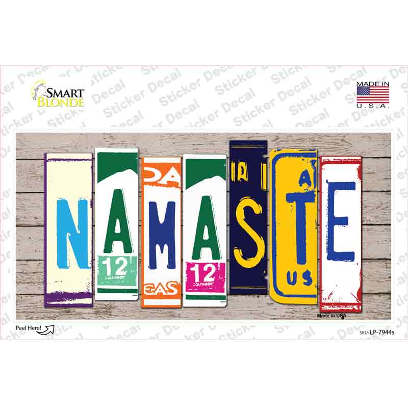 LP-7944s-M Namaste Wood Art Novelty Sticker Decal - Medium