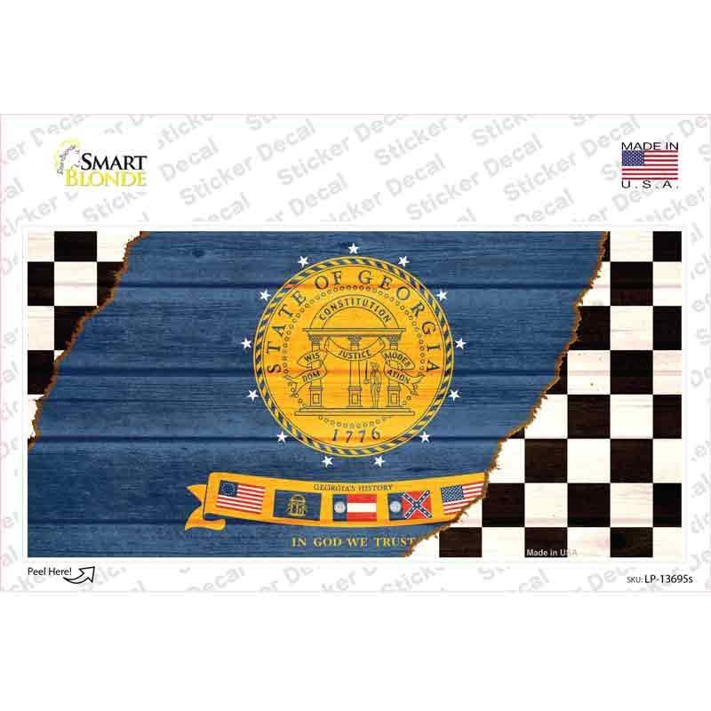 LP-13695s-M Georgia Racing Flag Novelty Sticker Decal - Medium