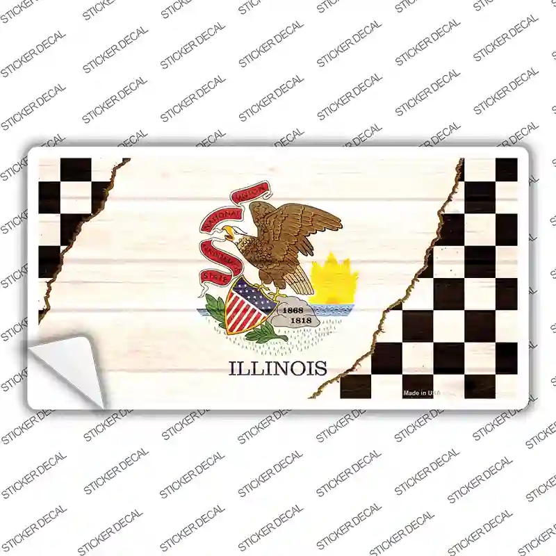 LP-13698s-S Illinois Racing Flag Novelty Sticker Decal - Small