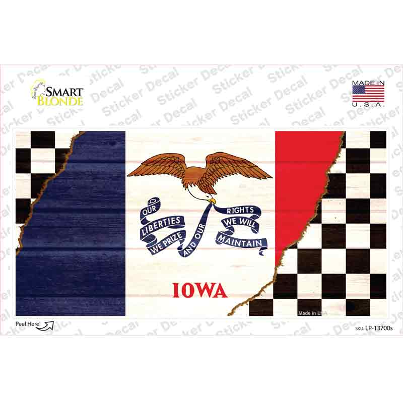 LP-13700s-M Iowa Racing Flag Novelty Sticker Decal - Medium