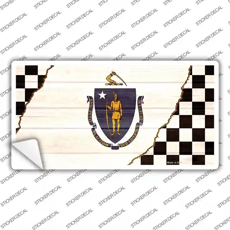 LP-13706s-S Massachusetts Racing Flag Novelty Sticker Decal - Small