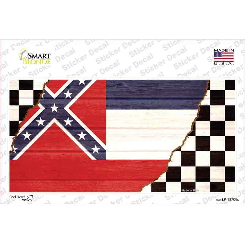 LP-13709s-M Mississippi Racing Flag Novelty Sticker Decal - Medium