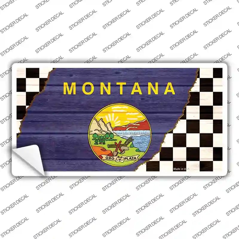 LP-13711s-S Montana Racing Flag Novelty Sticker Decal - Small