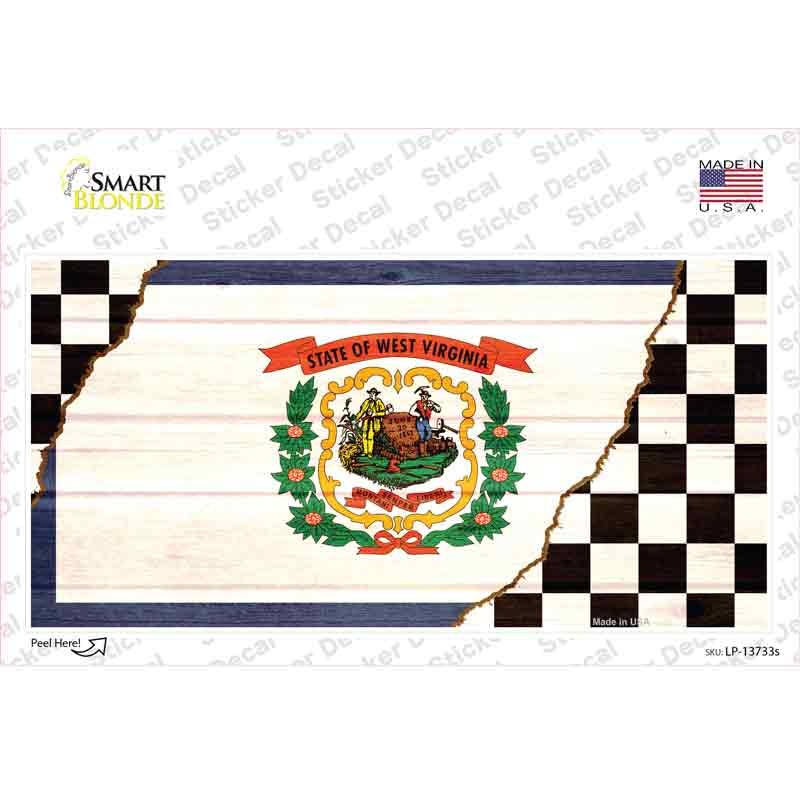 LP-13733s-M West Virginia Racing Flag Novelty Sticker Decal - Medium