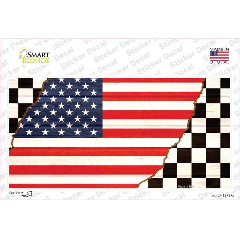 LP-13737s-M USA Racing Flag Novelty Sticker Decal - Medium
