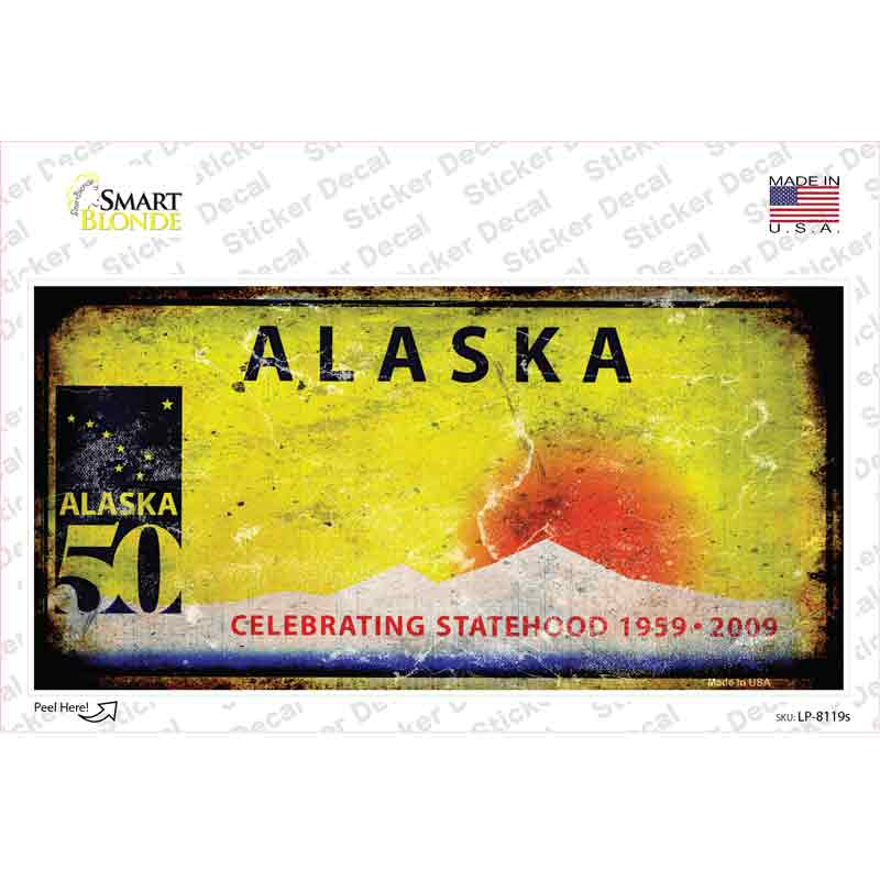 LP-8119s-M Alaska State Rusty Novelty Sticker Decal - Medium