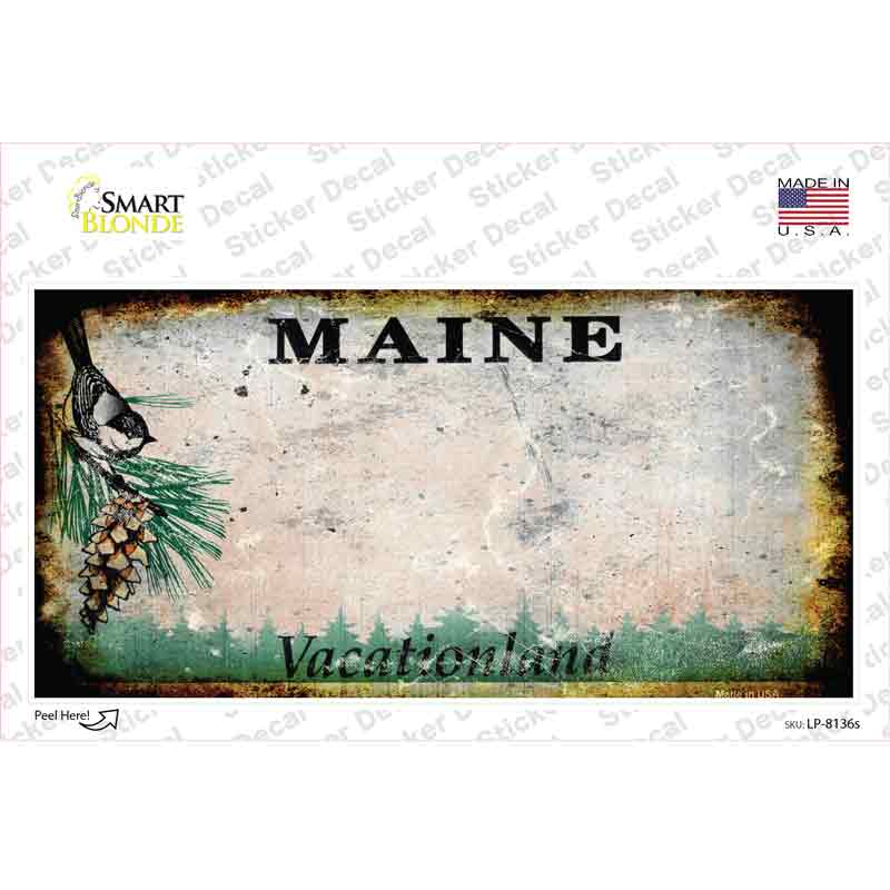 LP-8136s-M Maine State Rusty Novelty Sticker Decal - Medium
