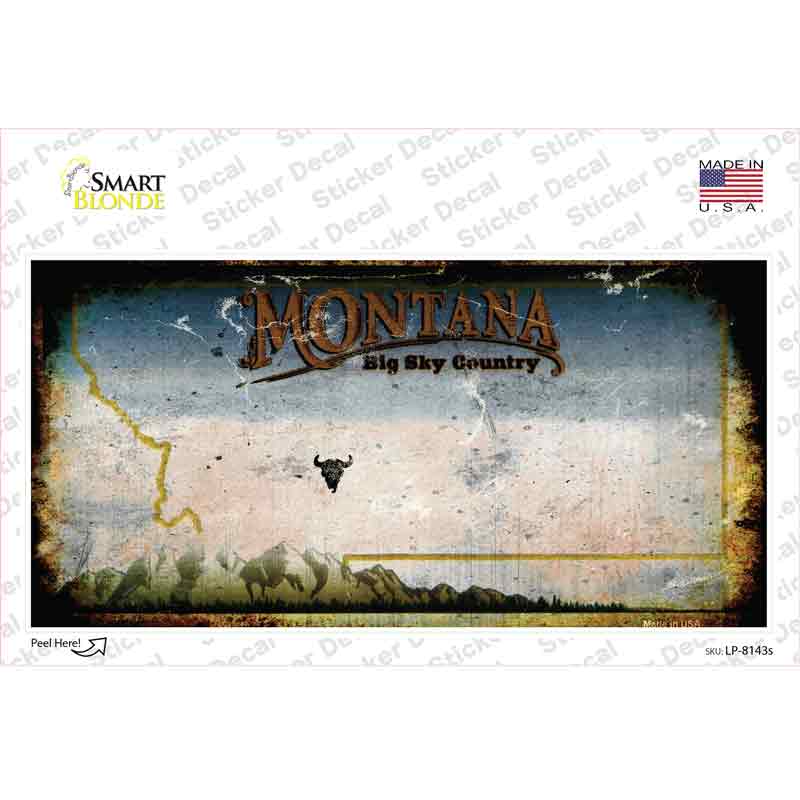 LP-8143s-M Montana State Rusty Novelty Sticker Decal - Medium