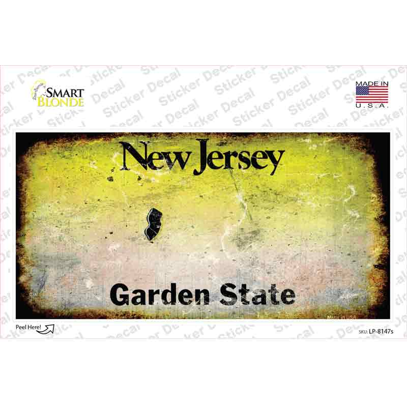 LP-8147s-M   Jersey State Rusty Novelty Sticker Decal - Medium