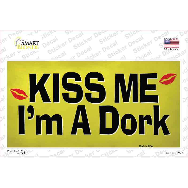 LP-13756s-M Kiss Me Im A Dork Novelty Sticker Decal - Medium