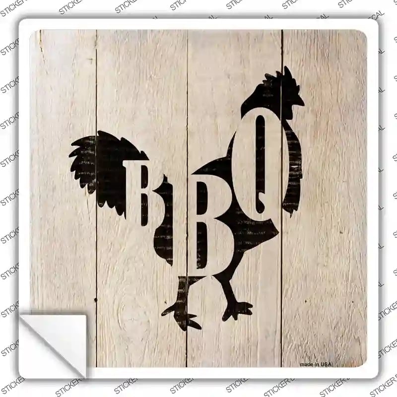 SQ-654s-L Chickens Make BBQ Novelty Square Sticker Decal - Large