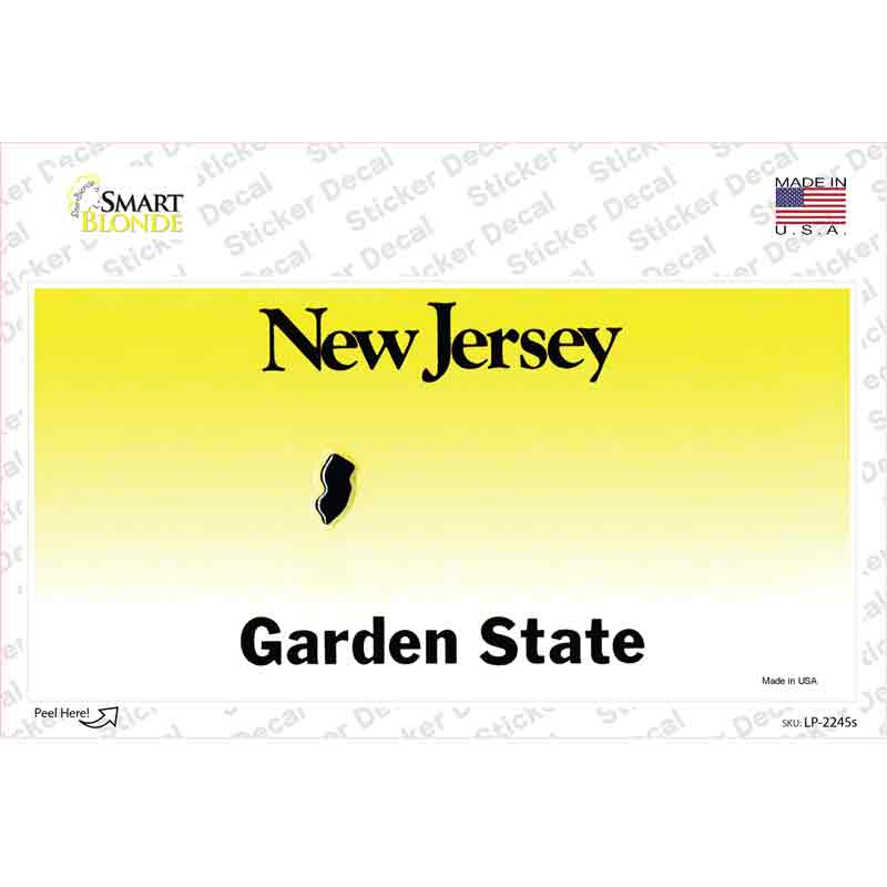 LP-2245s-M   Jersey State Blank Novelty Sticker Decal - Medium