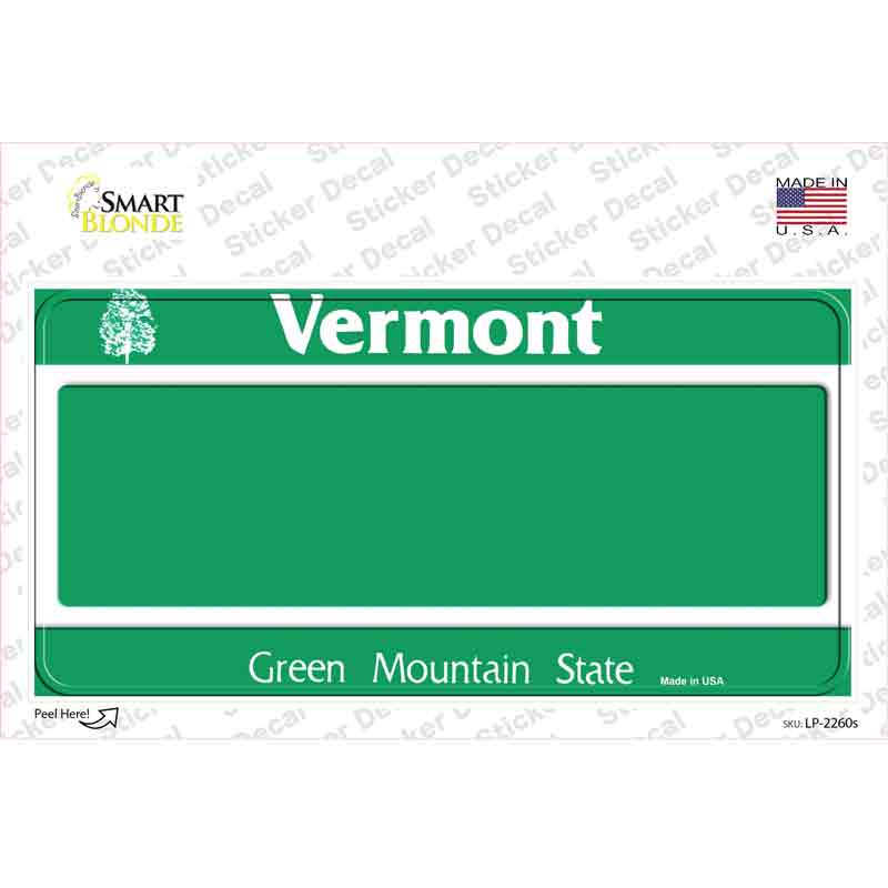 LP-2260s-M Vermont State Blank Novelty Sticker Decal - Medium