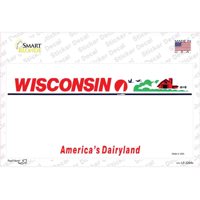 LP-2264s-M Wisconsin State Blank Novelty Sticker Decal - Medium