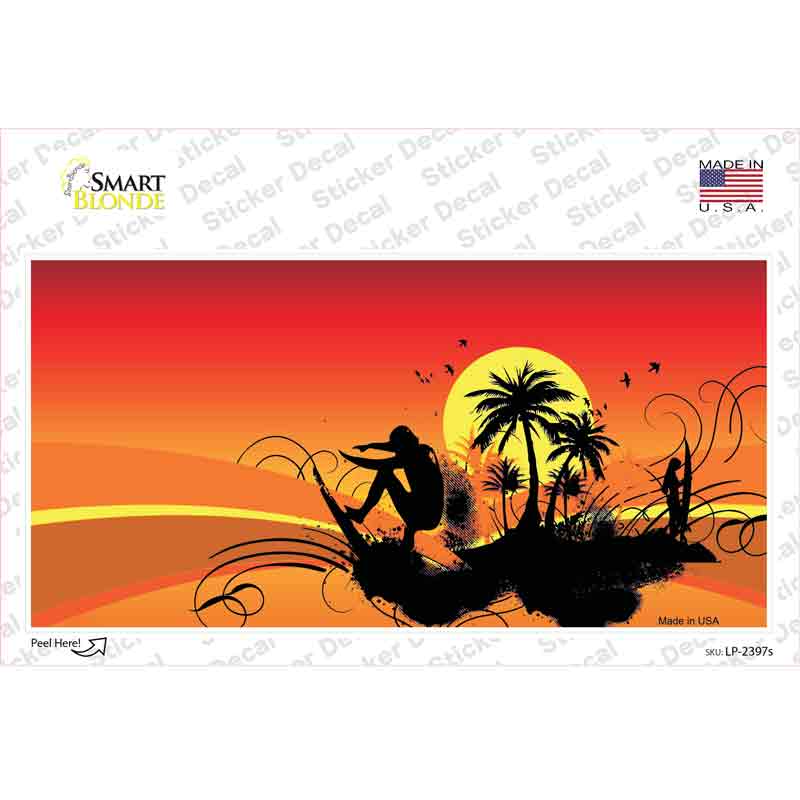 LP-2397s-M Sunset Surfer Novelty Sticker Decal - Medium