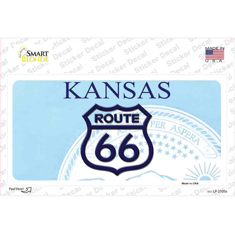 LP-2105s-M Route 66 Shield Kansas Novelty Sticker Decal - Medium