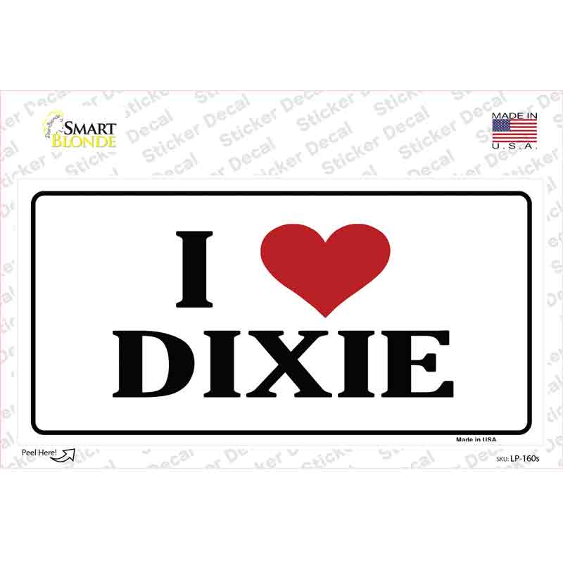 LP-160s-M I Love Dixie Novelty Sticker Decal - Medium
