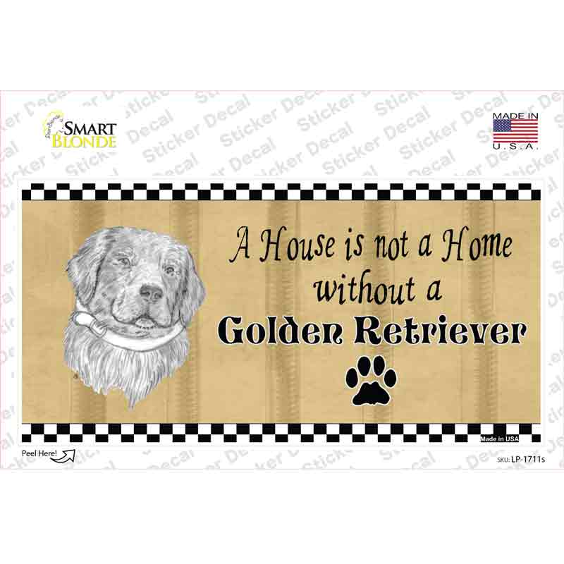 LP-1711s-M Pencil Sketch Golden Retriever Novelty Sticker Decal - Medium