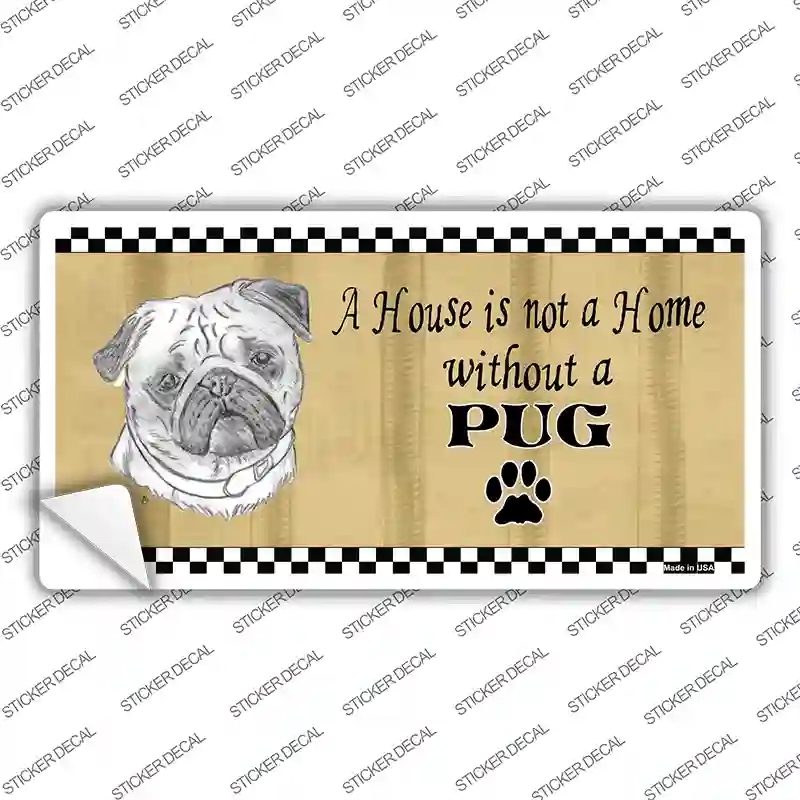 LP-1714s-L Pencil Sketch Pug Novelty Sticker Decal - Large