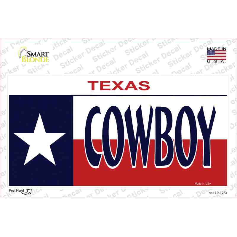 LP-175s-M Cowboy Texas Flag Novelty Sticker Decal - Medium