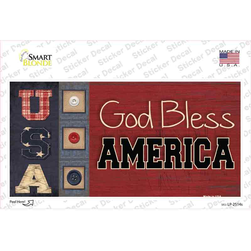 LP-2514s-M God Bless America Quilt Novelty Sticker Decal - Medium
