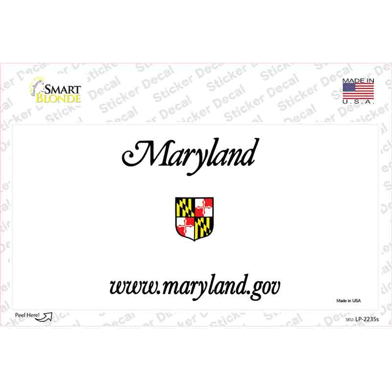 LP-2235s-M Maryland State Blank Novelty Sticker Decal - Medium