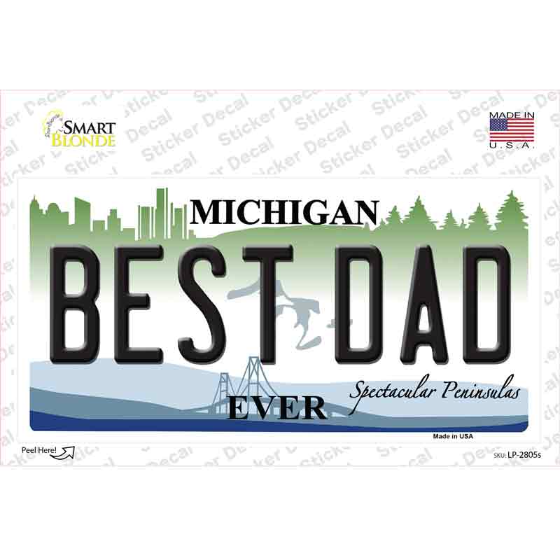 LP-2805s-M Best Dad Michigan State Novelty Sticker Decal - Medium