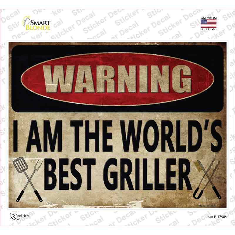 P-1790s-M The Worlds Best Griller Novelty Rectangle Sticker Decal - Medium